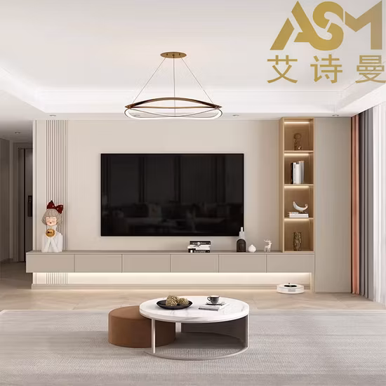 Móvel de TV de Design Simples com Lareira e 2 Portas